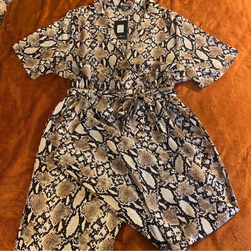 Fashion Nova Snake Print Midi Dress - Black and Brown